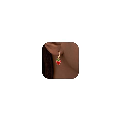 Kleine Erdbeere Ohrringe für Frauen Süße Frucht Huggie Hoop Ohrringe Gold Kleine Hoop Ohrring Erdbeere Schmuck Geschenke Trendy Kleine Erdbeere Ohrringe für Frauen Süße Frucht Huggie Hoop Ohrringe Gold Kleine Hoop Ohrring Erdbeere Schmuck Geschenke Trendy von Zinx