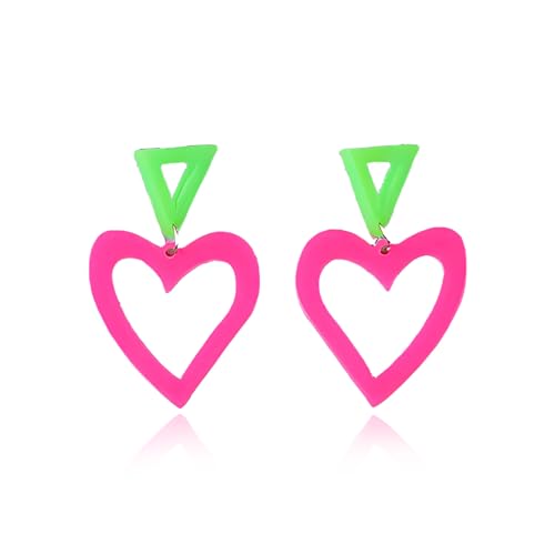 Neon Herz Ohrringe Neon Kleid 80er 90er Party Outfit Clubwear Kostüm Zubehör für das Nachtleben von Zinx