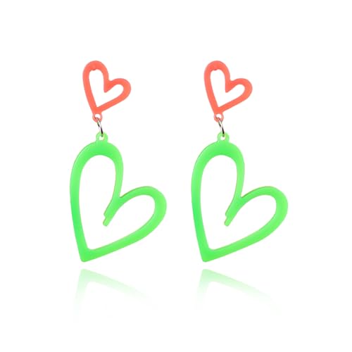 Neon Ohrringe für Frauen Herz 80er 90er Retro Party Schmuck Nacht Club Zubehör Langlebige Kostüm Aussage Ohrringe von Zinx