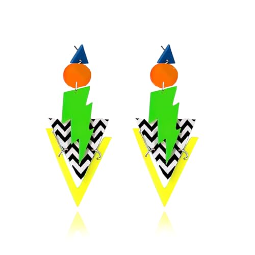 Retro 80er Neon Blitz hängen Ohrringe für Frauen Vintage Kostüm Schmuck Geschenk Abend Party Zubehör von Zinx