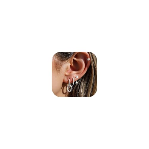 Silber Ring Ohrringe Set Strass Studs Stapelbarer Ohrschmuck für 3 Löcher Mehrschichtige Ohrringe Set für Frauen Alltag tragen Silber Ring Ohrringe Set Strass Studs Stapelbarer Ohrschmuck für 3 Löcher Mehrschichtige Ohrringe Set für Frauen Alltag tragen von Zinx