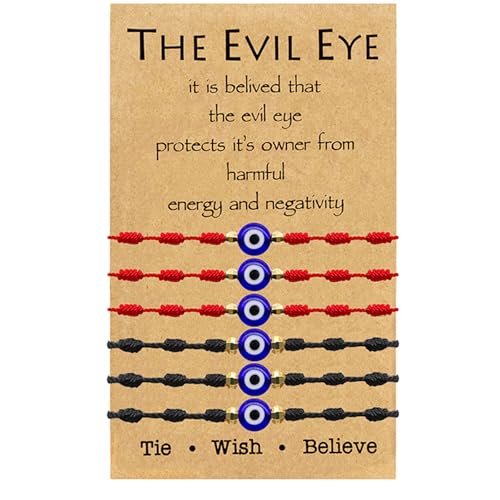 Zinx 6 Stück Böser Blick Armband Kabbala Viel Glück Schutz Armband Handgefertigt Schwarze Schnur Böser Blick Armband Evil Eye Freundschaftsarmband für Männer und Fraue-SR von Zinx