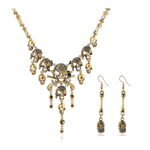 Zinx Halloween Kostüm Trendy 2025 Piraten Kostüm Frauen Piraten Halskette Ohrringe Set Piraten Zubehör Piraten Cosplay Kleid von Zinx