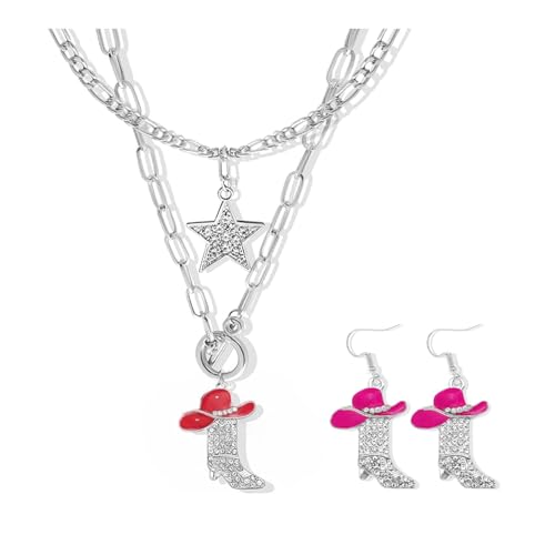 Zinx Westliche Halskette Ohrringe für Frauen Konzert Outfit Set für Frauen Strass Kleid mit Stiefel Design von Zinx