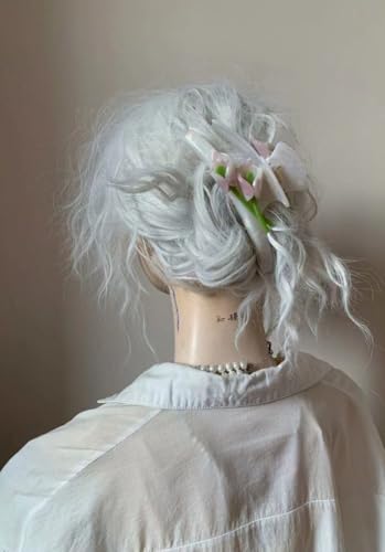 Große Blume Haarklammer, Tulpenblüte Haarspangen für Damen Blume Clip Große Rutschfeste Blume Haarspange Modisches Acetat Haar Accessoire Für Dünnes Und Dickes Haar (Weiß) von Zinzin