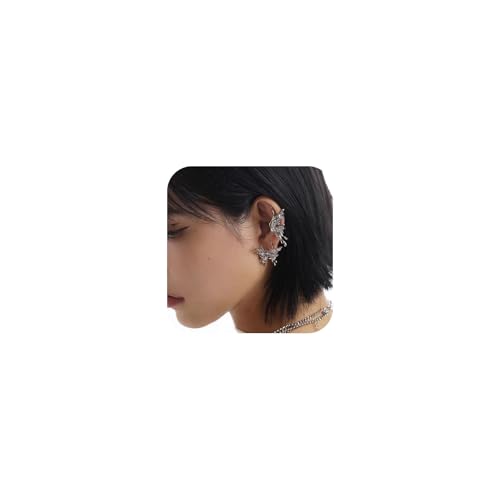 Metall Schmetterlings Ohrringe, Silberne Doppel Schmetterlings Ohrclip Ohrringe Punk ohne Ohrloch Ohrschmuck für Damen Metall Schmetterlings Ohrringe, Silberne Doppel Schmetterlings Ohrclip Ohrringe Punk ohne Ohrloch Ohrschmuck für Damen von Zinzin