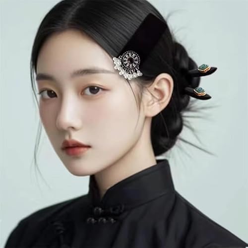 Vingate Samtperlen Perlen Quasten Haarspangen, Schwarzem Haarspangen, Exquisite Perlen und Zirkonia Modischer Haarschmuck für Damen von Zinzin