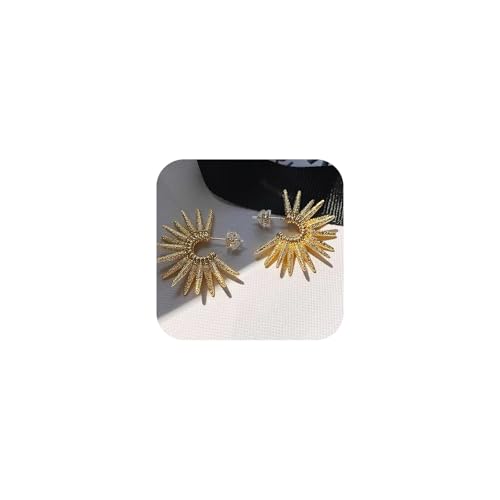 Vintage Gold Ohrring, Offene C-Form 18 Karat Gold Gefüllte Ohrstecker Handgefertigt Statement Hypoallergener Ohrring Schmuck für Frauen von Zinzin