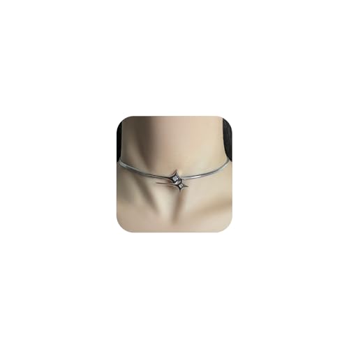 Zinzin Y2K Punk Silber Stern Choker Halskette, Himmlischer Stern mit Strasssteinen, Edgy Layering Y2K Halskette für Damen Zinzin Y2K Punk Silber Stern Choker Halskette, Himmlischer Stern mit Strasssteinen, Edgy Layering Y2K Halskette für Damen von Zinzin