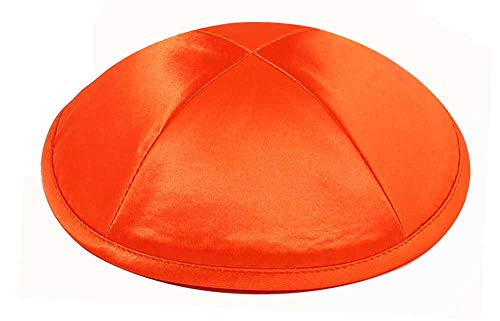 Zion Judaica Deluxe Satin Kippot Bulk Packs or Single Pieces Free Clips (1PC, Orange) von Zion Judaica Ltd