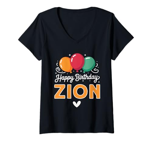 Damen Alles Gute zum Geburtstag Spruch Zion T-Shirt mit V-Ausschnitt Damen Alles Gute zum Geburtstag Spruch Zion T-Shirt mit V-Ausschnitt von Zion Name Spruch für Geburtstag
