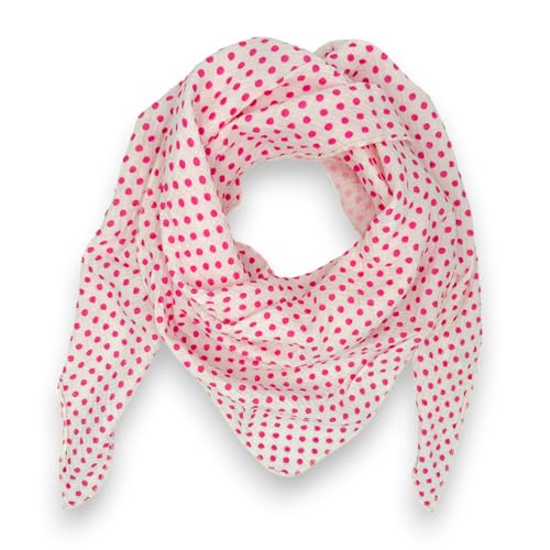 Damen Tuch Baumwolle dünn Sommer Schal Elegant Pünktchen-Print Musselin Frühling Halstuch Made Italy (Pink) von Ziona