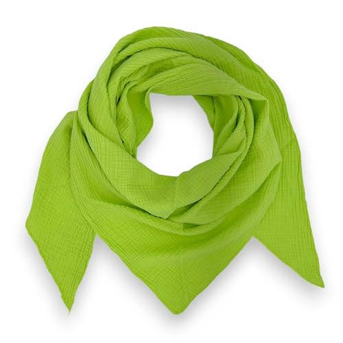 Musselin Schal damen Uni Made Italy 195 x 72 cm Herbst Winter Dreieckstuch Baumwolle Halstuch (Apfelgrün) von Ziona