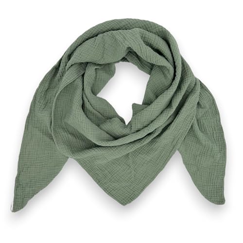 Musselin Schal damen Uni Made Italy 195 x 72 cm Herbst Winter Dreieckstuch Baumwolle Halstuch (Avocado) von Ziona