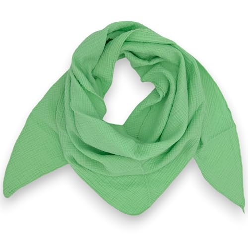 Musselin Schal damen Uni Made Italy 195 x 72 cm Herbst Winter Dreieckstuch Baumwolle Halstuch (Mintgrün) von Ziona