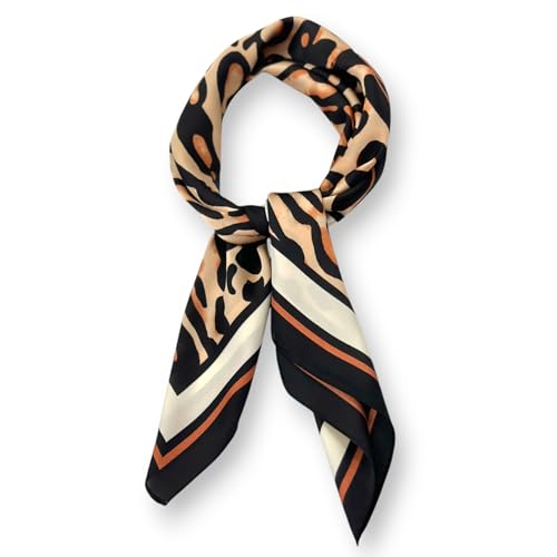 Nickituch Leo Damen Bandana Leopardenmuster Halstuch Kopftuch Leoprint Handgelenk Kopfbedeckung Haartuch Haarband Accessoire Tiermuster Tierprint 67x67cm (Beige-Braun) von Ziona