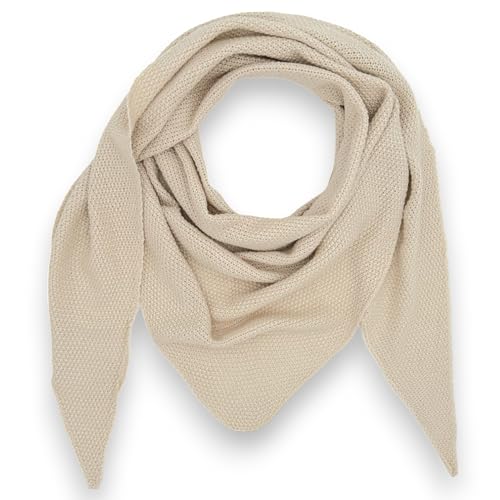 Strickschal dreieck damen, Winter Wolle Dreiecksschal weich, leichtes Dreieckstuch Herbst (Beige) von Ziona