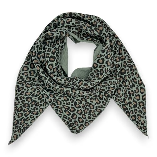 Ziona Musselin-Baumwolle Schal Damen Leo Mady Italy 195 x 72 cm Herbst Winter Halstuch (Grün) von Ziona