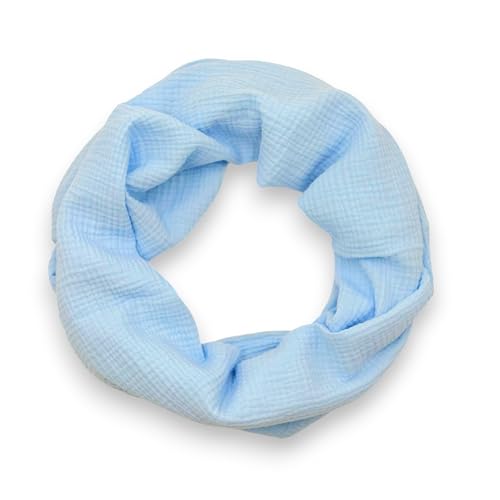 Ziona Musselin Loop Schal Damen aus 100% Baumwolle – Rundschal Made in Italy – Weiches Halstuch Gaze Stoff – Casual Stil – Frühling Sommer – ca. 97x38 cm – in vielen Farben erhältlich (Hellblau) von Ziona