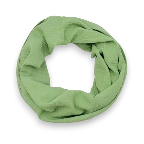 Ziona Musselin Loop Schal Damen aus 100% Baumwolle – Rundschal Made in Italy – Weiches Halstuch Gaze Stoff – Casual Stil – Frühling Sommer – ca. 97x38 cm – in vielen Farben erhältlich (Mintgrün) von Ziona