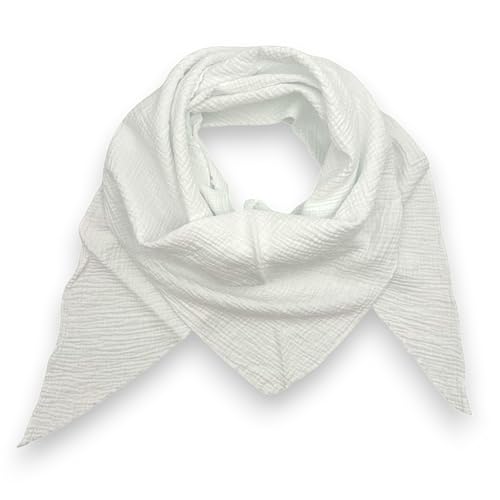 Musselin Schal damen Uni Made Italy 195 x 72 cm Herbst Winter Dreieckstuch Baumwolle Halstuch (Weiss) von Ziona