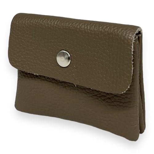 Portemonnaie Damen klein Leder mit Münzfach und Knopf Mini Geldbörse Brieftsche Geldbeutel Echtleder (Matsch) von Ziona