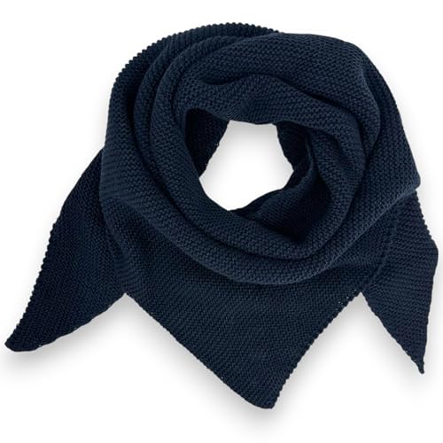 Ziona Strickschal Dreieck Damen Made Italy Wolle Dreiecksschal weich leichtes Dreieckstuch 170x115cm (Dunkelblau) von Ziona