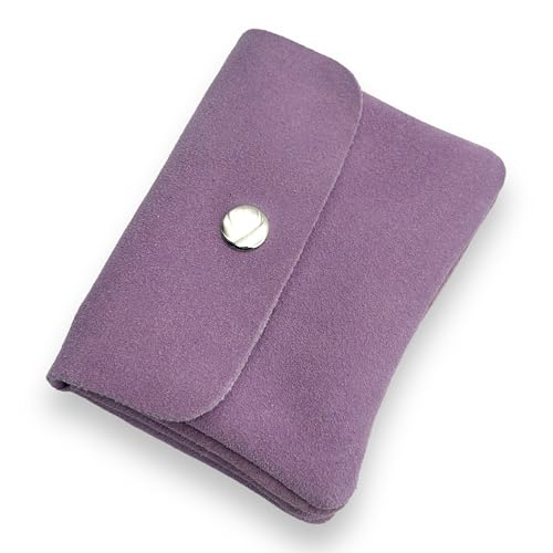 Ziona kleines Portemonnaie Damen Wildleder mit Münzfach und Knopf Mini Geldbörse Brieftasche Geldbeutel Echtleder (Lila) von Ziona