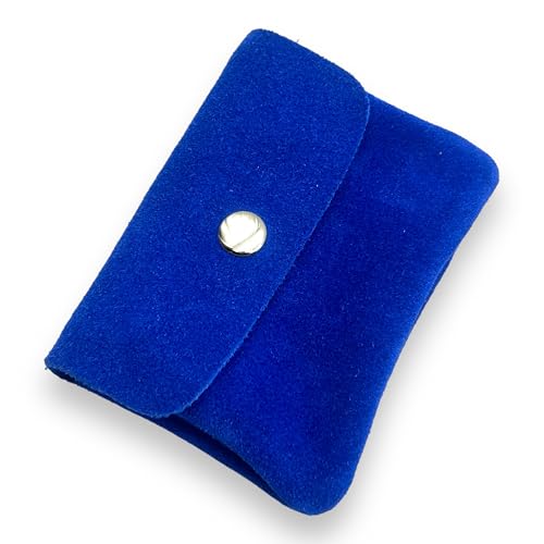 Ziona kleines Portemonnaie Damen Wildleder mit Münzfach und Knopf Mini Geldbörse Brieftasche Geldbeutel Echtleder (Royalblau) von Ziona