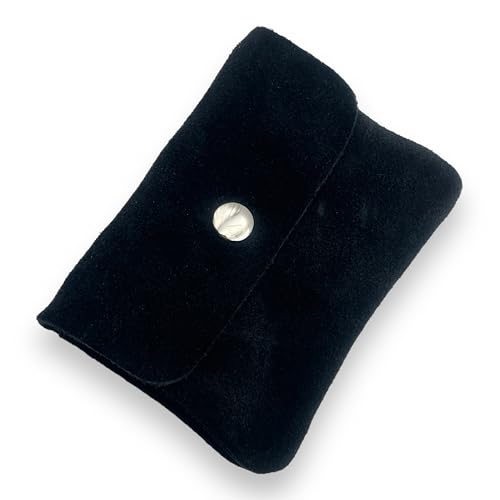 Ziona kleines Portemonnaie Damen Wildleder mit Münzfach und Knopf Mini Geldbörse Brieftasche Geldbeutel Echtleder (Schwarz) von Ziona