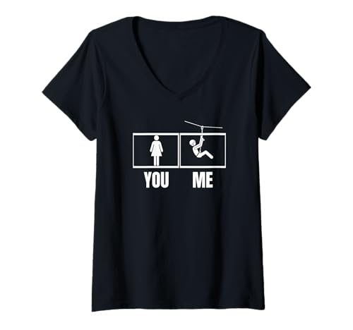 Damen Ziplining Stolze lustige Zipline für Frauen T-Shirt mit V-Ausschnitt Damen Ziplining Stolze lustige Zipline für Frauen T-Shirt mit V-Ausschnitt von Zip Line Gifts For Backyard Zipline Fans