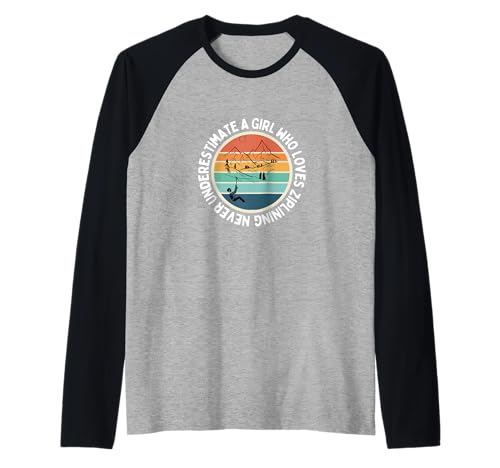 Unterschätze niemals ein Mädchen, das Ziplining für Frauen liebt | Zipline Raglan von Zip Line Gifts For Backyard Zipline Fans
