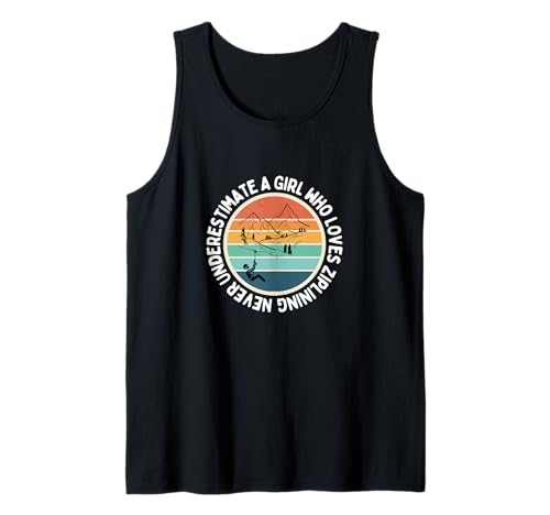 Unterschätze niemals ein Mädchen, das Ziplining für Frauen liebt | Zipline Tank Top von Zip Line Gifts For Backyard Zipline Fans