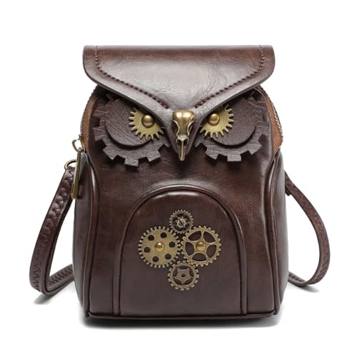 Vintage Steampunk Backpack Retro Punk Gothic Handmade Leather Messenger Bag Middle Ages Crossbody Handbag for Laptop Briefcase Satchel Bag (A) von Zipits