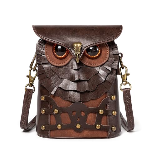 Zipits Vintage Steampunk Backpack Retro Punk Gothic Handmade Leather Messenger Bag Middle Ages Crossbody Handbag for Laptop Briefcase Satchel Bag (B) von Zipits