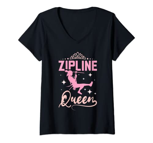 Damen Zipline-Königin T-Shirt mit V-Ausschnitt Damen Zipline-Königin T-Shirt mit V-Ausschnitt von Zipline Ziplining Adventure Sports Zip Line Design
