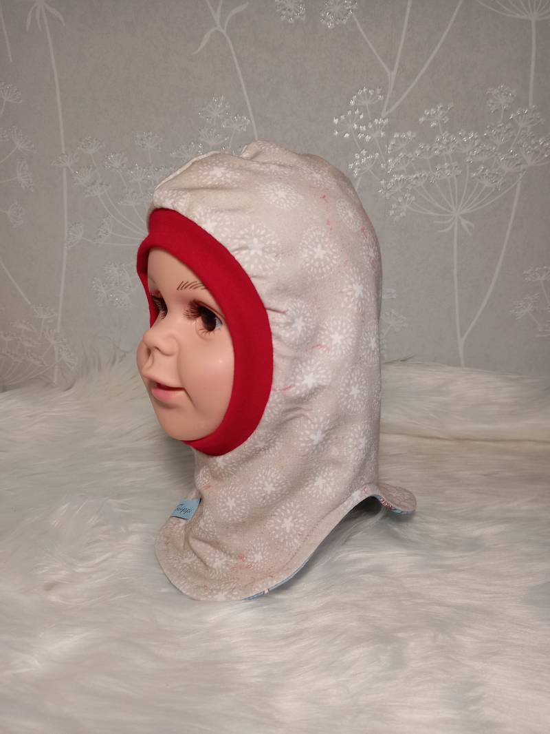 Bio Schlupfmütze Rot Halssocke Wendemütze Martinswichtel Schneeflocken Versch. Größen von ZippisNaehatelier