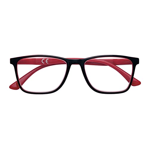 Zippo® -Lesebrille, hergestellt mit einem weichen Linienrahmen, ideal für Männer und Frauen, Diopter +2,50, schwarze, rote Stangen von Zippo