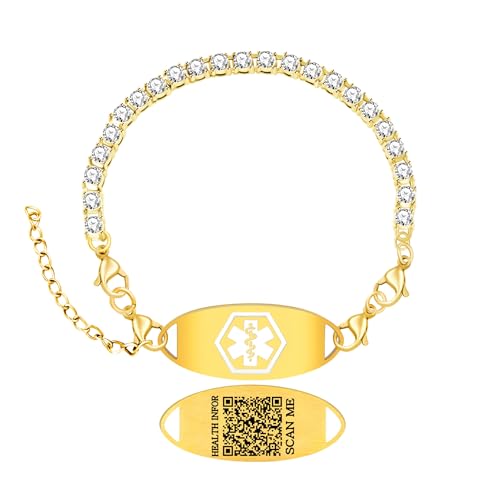 Medizinisches ID-Armband mit Zirkonia-QR-Code | Wasserdichtes Notfall-Alarmband | Robuster Gesundheitsanhänger aus Zirkonia | Schnellscan-Tag mit medizinischen Informationen von Zircobic