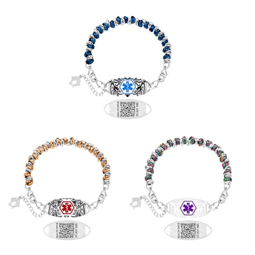 Zircobic Anpassbares QR-Code Medizinisches Armband – Personalisiertes Edelstahlgraviertes ID-Tag mit Individuellem Text, Leichtes Wasserdichtes Design, Geeignet für den Alltag und Sport von Zircobic