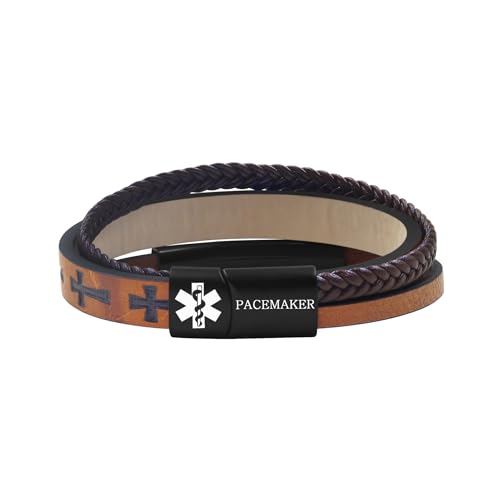 Zircobic Herren Kreuz Medizinisches Alarmarmband – Lasergravierte Edelstahl Pacemaker ID, Leichtes Wasserdichtes Gelbes PU-Material, Für Sport, Fitness und Täglichen Gebrauch Zircobic Herren Kreuz Medizinisches Alarmarmband – Lasergravierte Edelstahl Pacemaker ID, Leichtes Wasserdichtes Gelbes PU-Material, Für Sport, Fitness und Täglichen Gebrauch von Zircobic