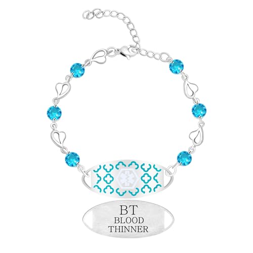 Zircobic Medizinisches Elegantes florales Design Armband mit Info oder QR-Code | Personalisierte ICE-Kontaktinfo & Notfallarmband | Elegantes stylisches Gesundheits-ID-Armband für Krankheiten von Zircobic