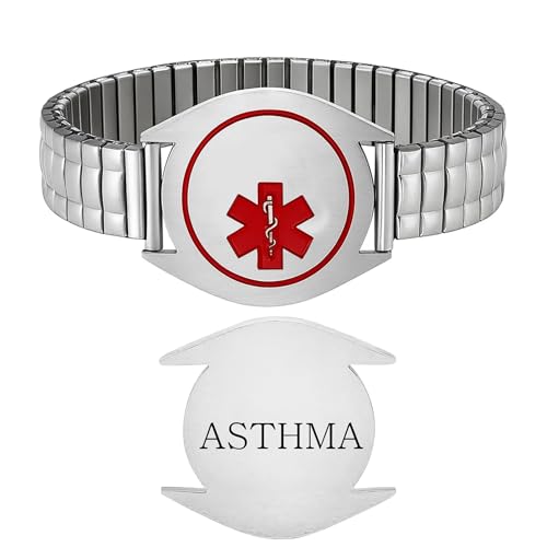Zircobic Notfall-ID-Armband für Asthma | Anpassbarer Medizinischer Alarmschmuck | Graviertes ICE-Info-Armband | Verstellbar, Langlebig & Bequem von Zircobic