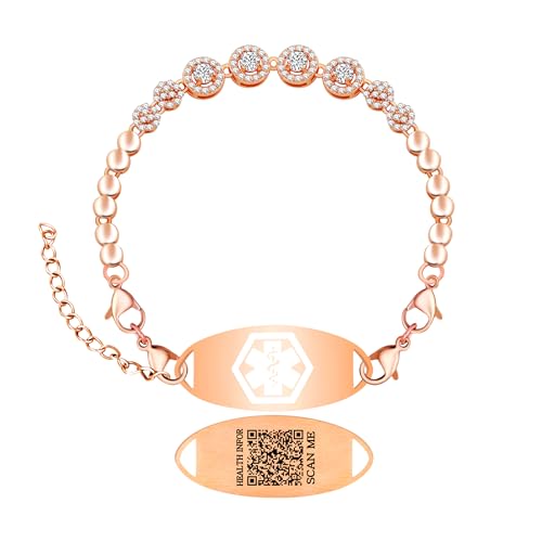 Zircobic Personalisierbares Notfallarmband | Leichter Medizinschmuck | Gravierte Infos oder QR-Code-Anhänger | Für Alltag und Outdoor | Verstellbar und langlebig von Zircobic