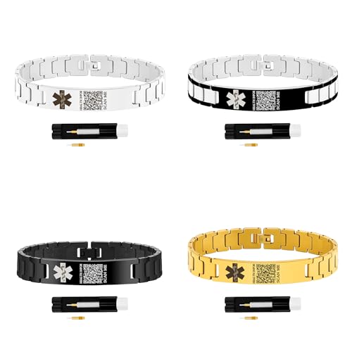 Zircobic QR-Code-ID-Armband – Wasserdichter Edelstahl mit individueller Gravur, verstellbares Design mit Werkzeug, ideal für Notfälle, Reisen & Sport von Zircobic