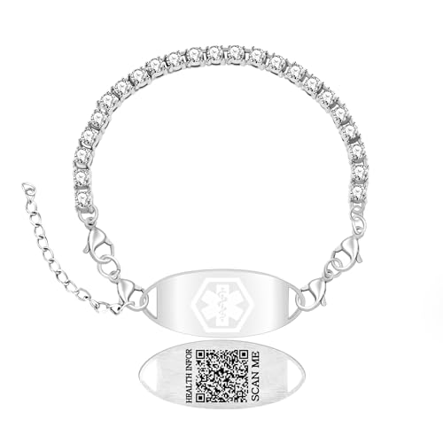 Zircobic QR-Code Notfallarmband | Unisex-ID-Armband mit Gravur | Verstellbares Gesundheitsarmband für den Alltag von Zircobic
