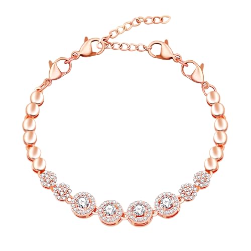 Zircobic Roségold Kreisarmband für Damen – Minimalistischer Zirkonia-Schmuck in Champagnerton, einzigartiges Design für den Alltag und festliche Anlässe YA5742 Zircobic Roségold Kreisarmband für Damen – Minimalistischer Zirkonia-Schmuck in Champagnerton, einzigartiges Design für den Alltag und festliche Anlässe YA5742 von Zircobic