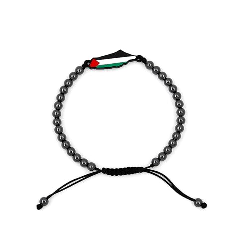 Zircobic Schwarzes Kupferperlen-Armband mit palästinensischer Flagge – Unisex-Design, symbolisiert Glauben und Stärke, ideal für täglichen Halt von Zircobic