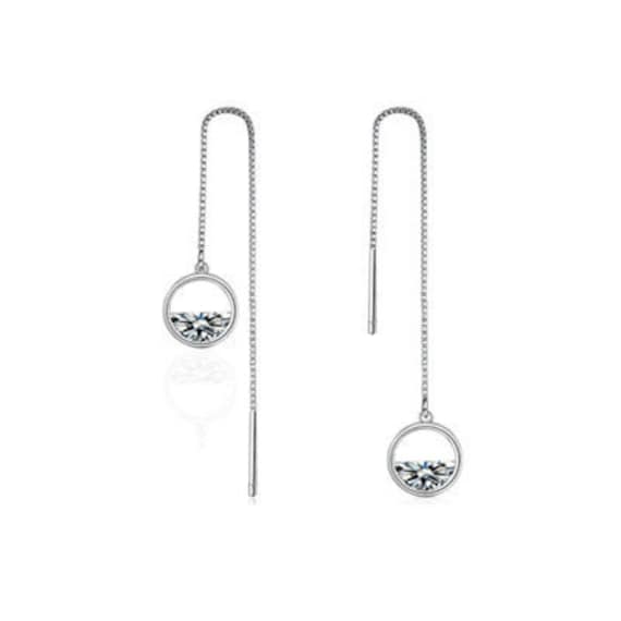 Lange Sterling Silber Zircon Tassel Ohrringe Lange Sterling Silber Zircon Tassel Ohrringe von ZirconHouz