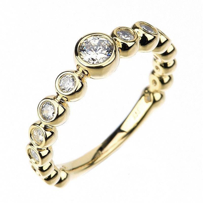 Lünette Cz Eternity Band-Zierliche Set Mit Ball Einstellung14K Vermeil Sterling Silber 3/4 Ring-Geschenk Für Ihre Mutter Urlaub Minimal von ZirconZczJewelry